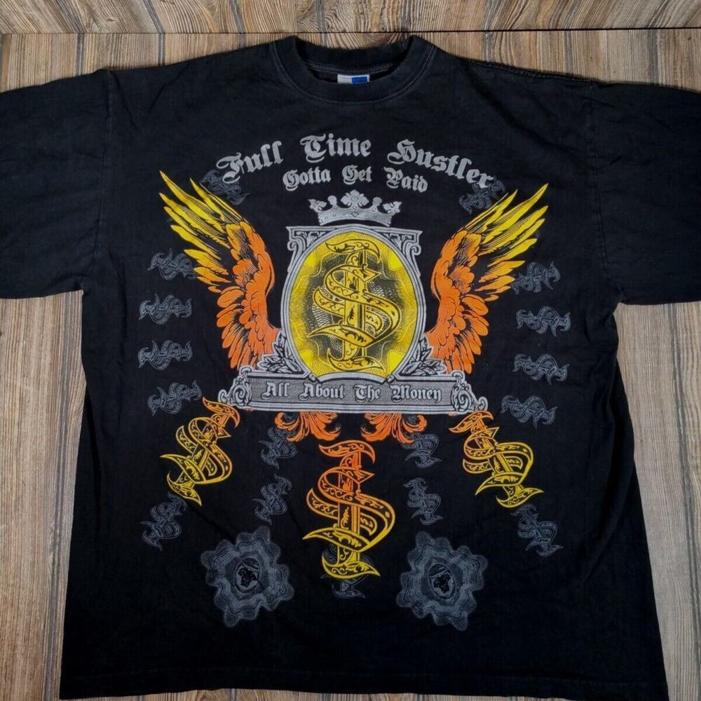 Phat Doc Vintage Full Time Hustler Gotta Get Paid Hip Hop Rap Shirt Black Sz 3XL